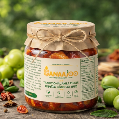 Anaajoo Traditional Amla Pickle (पारंपारिक आंवला का अचार) | Handmade, Chemical-Free, Authentic Homemade Taste