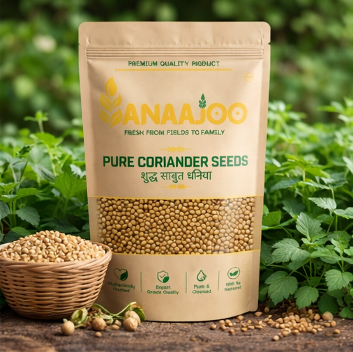 Anaajoo Pure Coriander Seeds (शुद्ध साबुत धनिया) | Premium Dhaniya Seeds, Chemical-Free, Sortex Cleaned, Fresh Aroma