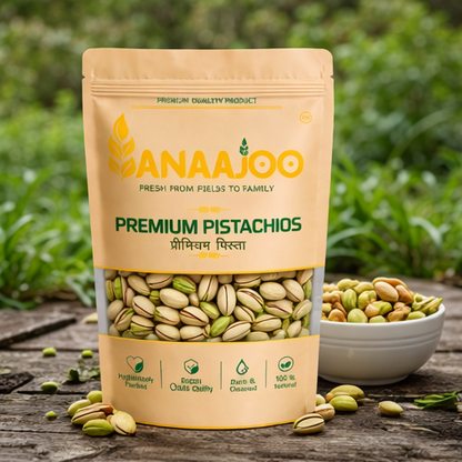 Anaajoo Premium Pistachios (प्रीमियम पिस्ता) | Crunchy, Naturally Delicious, Chemical-Free Dry Fruit