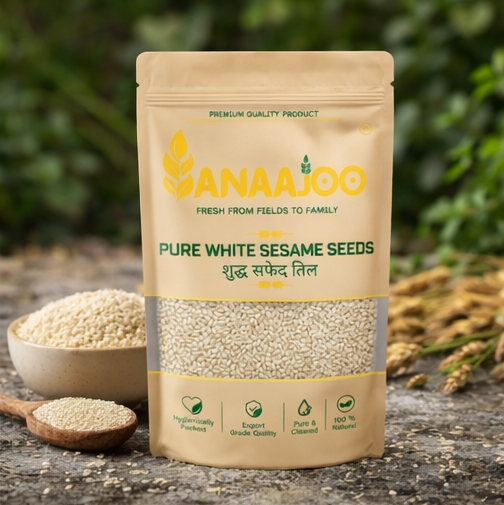 Anaajoo Pure White Sesame Seeds (शुद्ध सफेद तिल) | Premium Til, Chemical-Free, Natural & Nutrient-Rich