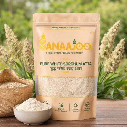 Anaajoo Pure White Sorghum Atta (शुद्ध सफेद ज्वार आटा) | Jowar Flour, Gluten-Free Style, Chemical-Free, Premium Millet Atta