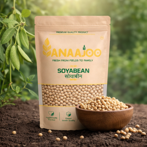 Anaajoo Soyabean (सोयाबीन) | Premium Soya Beans, Chemical-Free, Sortex Cleaned, High-Protein