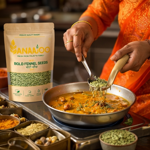 Anaajoo Bold Fennel Seeds (मोटी सौंफ) | Premium Large Saunf, Chemical-Free, Sortex Cleaned, Rich Aroma