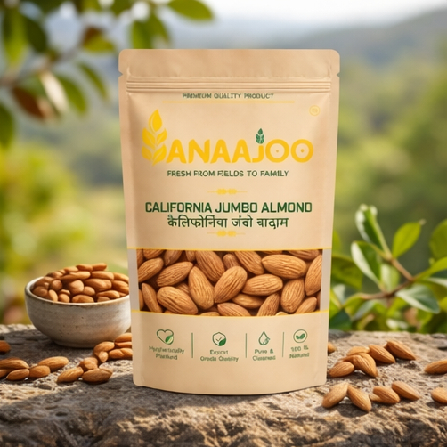Anaajoo California Jumbo Almond (कैलिफोर्निया जंबो बादाम) | Large Size Badam, Premium Quality, Chemical-Free