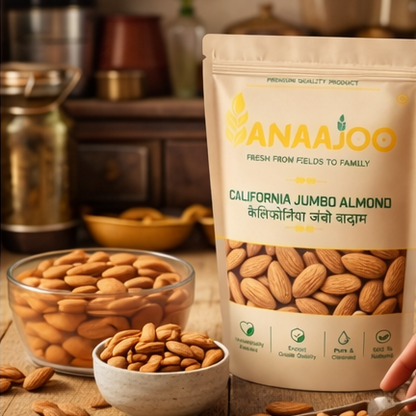 Anaajoo California Jumbo Almond (कैलिफोर्निया जंबो बादाम) | Large Size Badam, Premium Quality, Chemical-Free