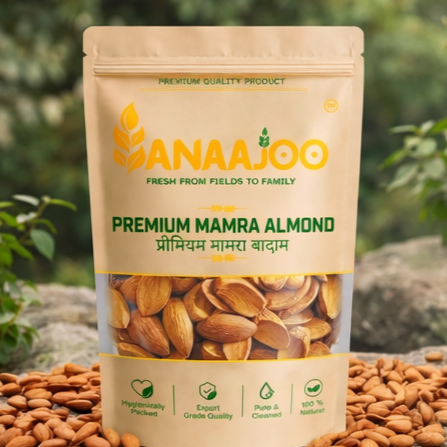 Anaajoo Premium Mamra Almond (प्रीमियम मामरा बादाम) | High-Quality Badam, Chemical-Free, Nutrient-Rich