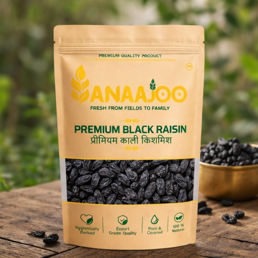 Anaajoo Premium Black Raisins (प्रीमियम काली किशमिश) | Iron-Rich, Naturally Sweet, Chemical-Free Dry Fruit