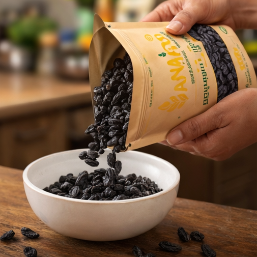 Anaajoo Premium Black Raisins (प्रीमियम काली किशमिश) | Iron-Rich, Naturally Sweet, Chemical-Free Dry Fruit