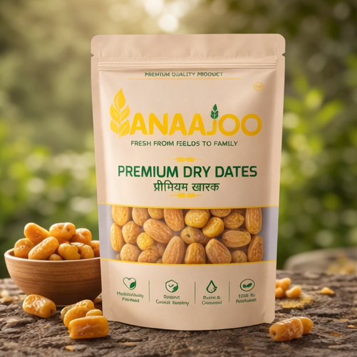Anaajoo Premium Dry Dates (प्रीमियम खारक) | Natural Energy Snack, Chemical-Free, Nutrient-Rich Dry Fruit