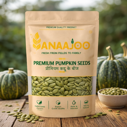 Anaajoo Premium Pumpkin Seeds (प्रीमियम कद्दू के बीज) | Protein-Rich Superfood, Chemical-Free, Natural Seeds