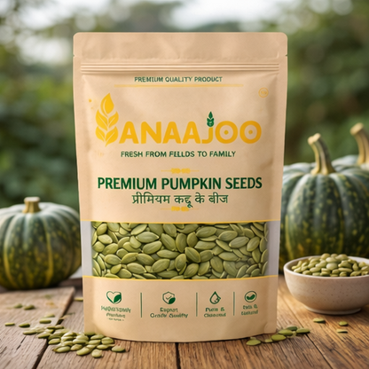 Anaajoo Premium Pumpkin Seeds (प्रीमियम कद्दू के बीज) | Protein-Rich Superfood, Chemical-Free, Natural Seeds