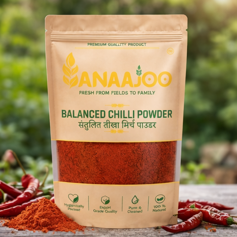 Anaajoo Balanced Chilli Powder (संतुलित तीखा मिर्च पाउडर) | Premium Lal Mirch Powder, Perfect Spice & Color, Chemical-Free
