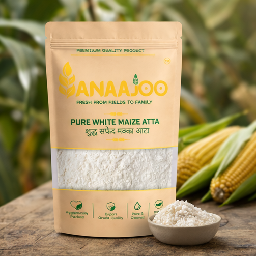 Anaajoo Pure White Maize Atta (शुद्ध सफेद मक्का आटा) | Makka Atta, Gluten-Free Style, Chemical-Free, Natural Flour