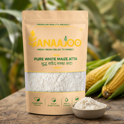 Anaajoo Pure White Maize Atta (शुद्ध सफेद मक्का आटा) | Makka Atta, Gluten-Free Style, Chemical-Free, Natural Flour