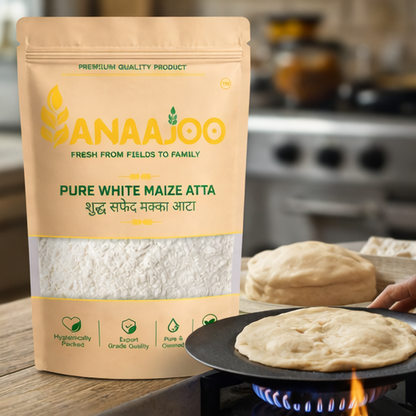 Anaajoo Pure White Maize Atta (शुद्ध सफेद मक्का आटा) | Makka Atta, Gluten-Free Style, Chemical-Free, Natural Flour