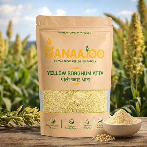 Anaajoo Yellow Sorghum Atta (पीली ज्वार आटा) | Jowar Flour, Gluten-Free Style, Chemical-Free, Healthy Millet Atta