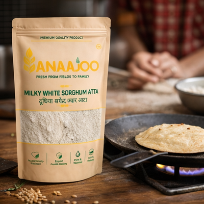 Anaajoo Milky White Sorghum Atta (दूधिया सफेद ज्वार आटा) | Ultra Premium Jowar Flour, Soft Texture, Chemical-Free