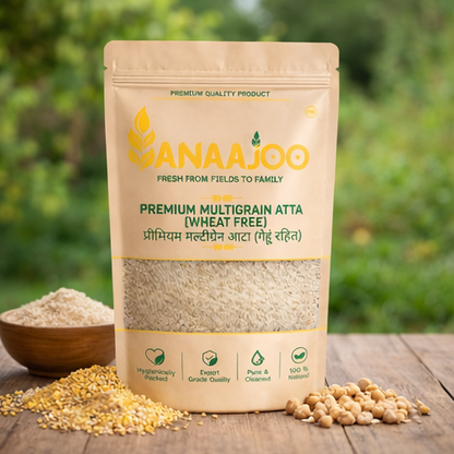 Anaajoo Premium Multigrain Atta (Wheat Free) (प्रीमियम मल्टीग्रेन आटा - गेहूं रहित) | Gluten-Free Style, Healthy Flour Blend, Chemical-Free