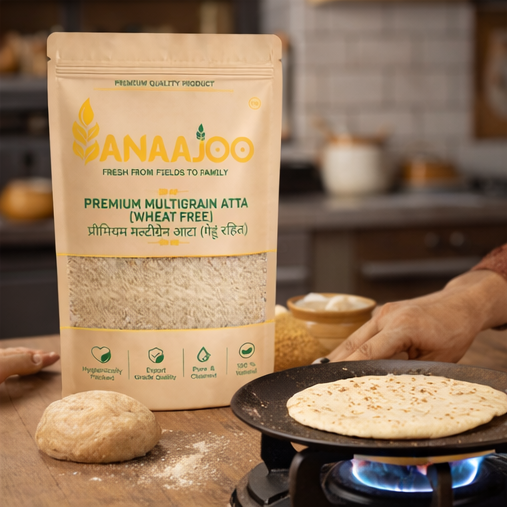 Anaajoo Premium Multigrain Atta (Wheat Free) (प्रीमियम मल्टीग्रेन आटा - गेहूं रहित) | Gluten-Free Style, Healthy Flour Blend, Chemical-Free