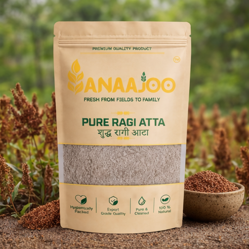 Anaajoo Pure Ragi Atta (शुद्ध रागी आटा) | Finger Millet Flour, Calcium-Rich, Chemical-Free, Healthy Atta