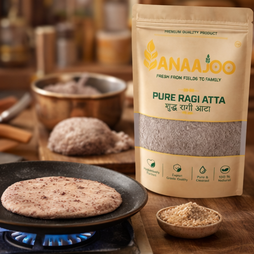 Anaajoo Pure Ragi Atta (शुद्ध रागी आटा) | Finger Millet Flour, Calcium-Rich, Chemical-Free, Healthy Atta