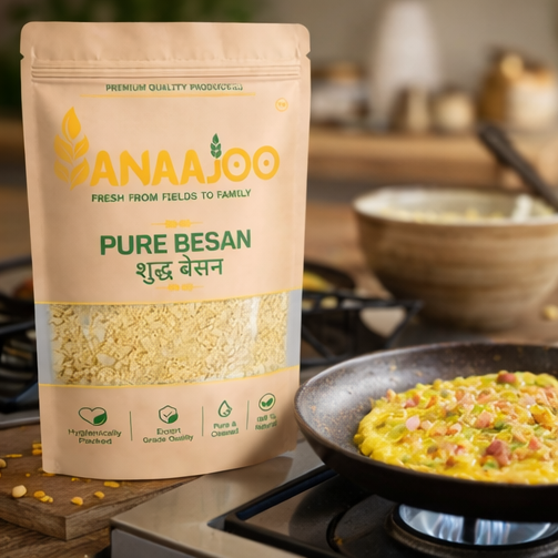 Anaajoo Pure Besan (शुद्ध बेसन) | Gram Flour, Chemical-Free, Fine Texture, Premium Quality