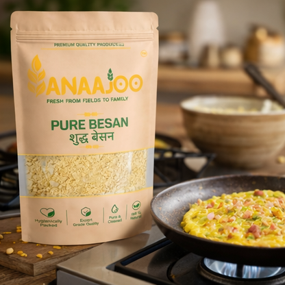 Anaajoo Pure Besan (शुद्ध बेसन) | Gram Flour, Chemical-Free, Fine Texture, Premium Quality