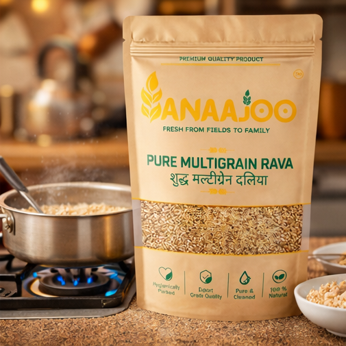 Anaajoo Pure Multigrain Rava (शुद्ध मल्टीग्रेन दलिया) | Healthy Mixed Grain Daliya, High Fiber, Chemical-Free