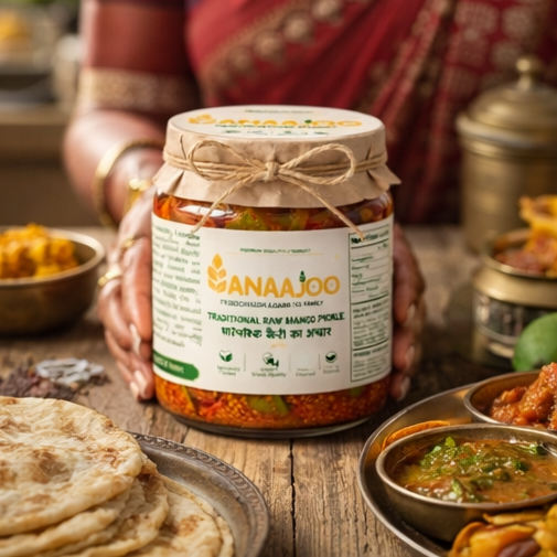 Anaajoo Traditional Raw Mango Pickle (पारंपारिक कैरी का अचार) | Handmade, Chemical-Free, Authentic Homemade Taste