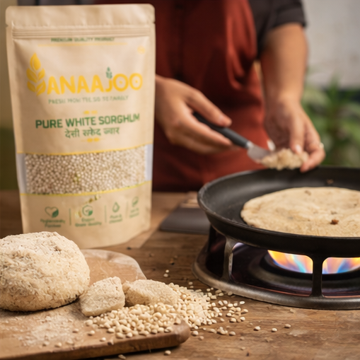 Anaajoo Pure White Sorghum (देसी सफेद ज्वार) | Premium Jowar Grain, Chemical-Free, Sortex Cleaned, Gluten-Free