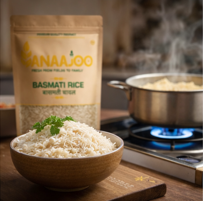 Anaajoo Basmati Rice (बासमती चावल) | Premium Long Grain Aromatic Rice, Chemical-Free, Sortex Cleaned