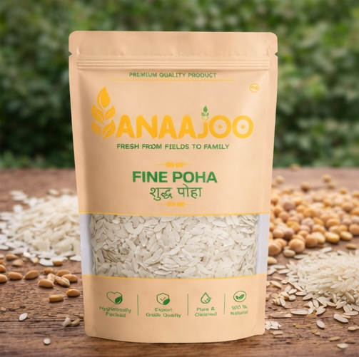 Anaajoo Fine Poha (शुद्ध पोहा) | Premium Thin Flattened Rice, Soft & Clean, Chemical-Free