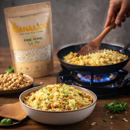 Anaajoo Fine Poha (शुद्ध पोहा) | Premium Thin Flattened Rice, Soft & Clean, Chemical-Free