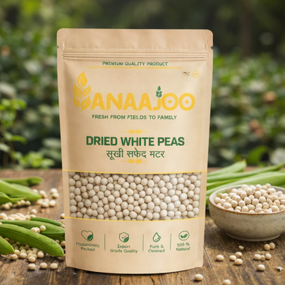 Anaajoo Dried White Peas (सूखी सफेद मटर) | Premium White Matar, Chemical-Free, Sortex Cleaned, High-Protein