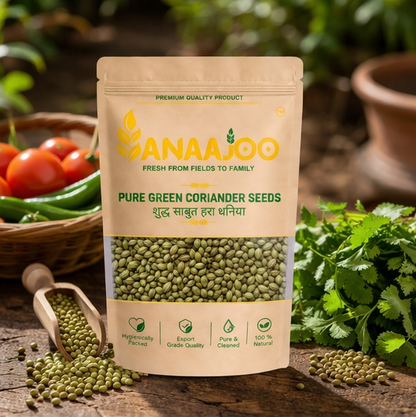 Anaajoo Pure Green Coriander Seeds (शुद्ध साबुत हरा धनिया) | Premium Fresh Dhaniya, Chemical-Free, Sortex Cleaned