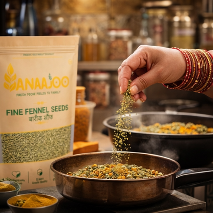 Anaajoo Fine Fennel Seeds (बारीक सौंफ) | Premium Saunf, Chemical-Free, Sortex Cleaned, Sweet Aroma