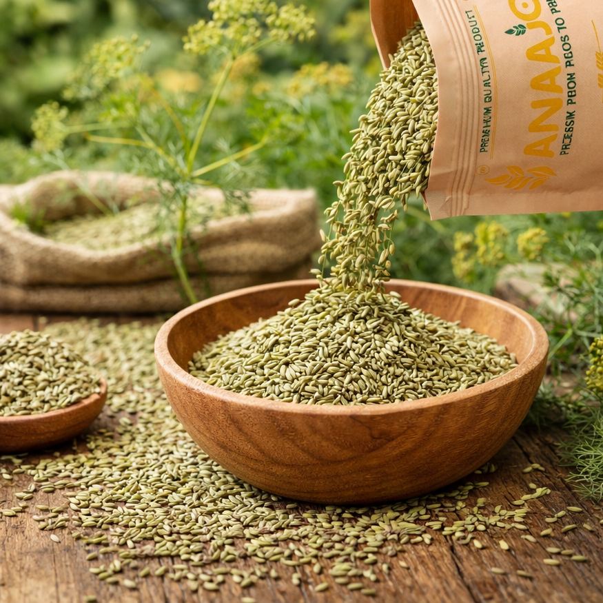 Anaajoo Fine Fennel Seeds (बारीक सौंफ) | Premium Saunf, Chemical-Free, Sortex Cleaned, Sweet Aroma