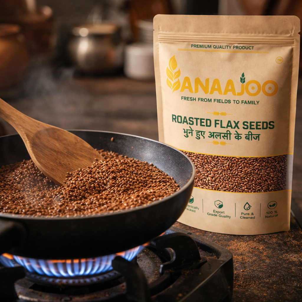 Anaajoo Roasted Flax Seeds (भुने हुए अलसी के बीज) | Ready-to-Eat Alsi Seeds, Omega-Rich, Chemical-Free Superfood