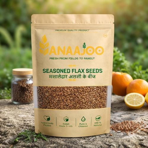 Anaajoo Seasoned Flax Seeds (मसालेदार अलसी के बीज) | Lemon & Salt Flavored Alsi, Healthy Snack, Chemical-Free
