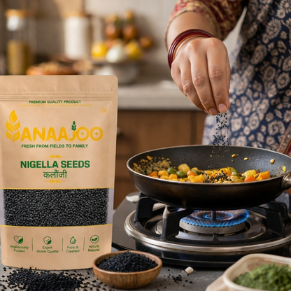 Anaajoo Nigella Seeds (कलौंजी) | Premium Kalonji, Chemical-Free, Sortex Cleaned, Strong Flavor