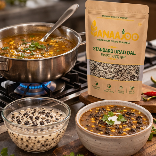 Anaajoo Standard Urad Dal (साधारण उड़द दाल) | Premium Black Gram Dal, Daily Use, Chemical-Free