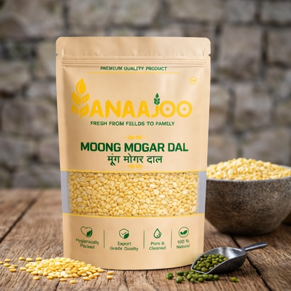 Anaajoo Moong Mogar Dal (मूंग मोगर दाल) | Yellow Moong Dal, Premium Quality, Chemical-Free, Easy to Digest
