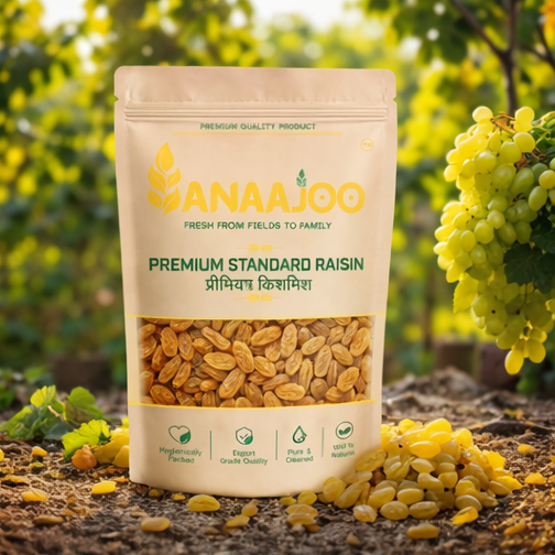 Anaajoo Premium Standard Raisins (प्रीमियम किशमिश) | Natural Kishmish, Chemical-Free, Everyday Dry Fruit