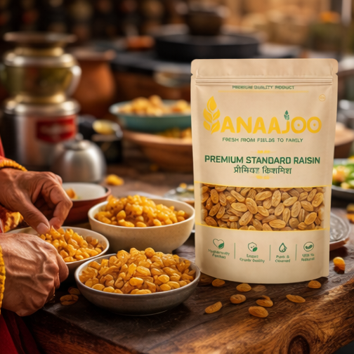 Anaajoo Premium Standard Raisins (प्रीमियम किशमिश) | Natural Kishmish, Chemical-Free, Everyday Dry Fruit
