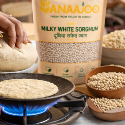 Anaajoo Milky White Sorghum (दूधिया सफेद ज्वार) | Premium Soft Jowar Grain, Chemical-Free, Sortex Cleaned, Gluten-Free