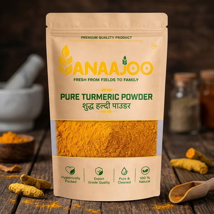 Anaajoo Pure Turmeric Powder (शुद्ध हल्दी पाउडर) | Premium Haldi Powder, Chemical-Free, Natural & Rich Color
