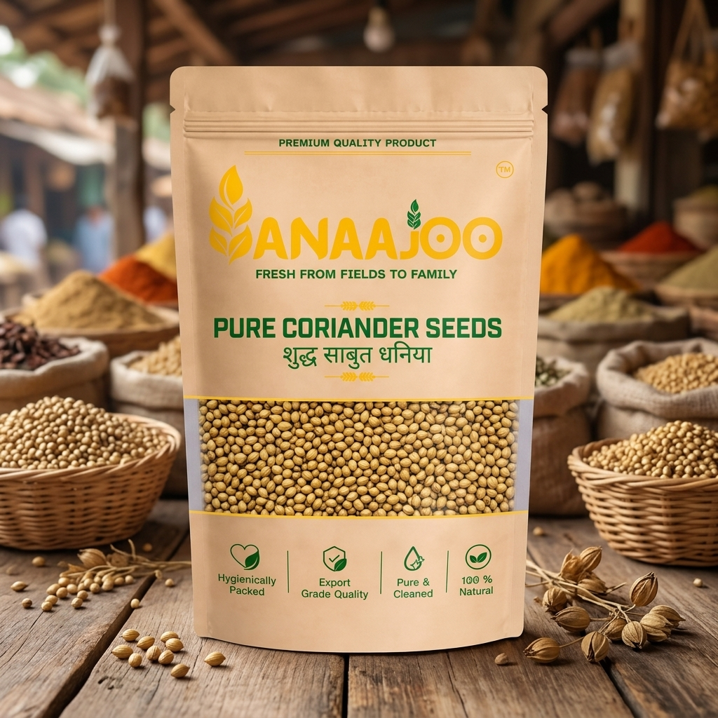 Anaajoo Pure Coriander Seeds (शुद्ध साबुत धनिया) | Premium Dhaniya Seeds, Chemical-Free, Sortex Cleaned, Fresh Aroma