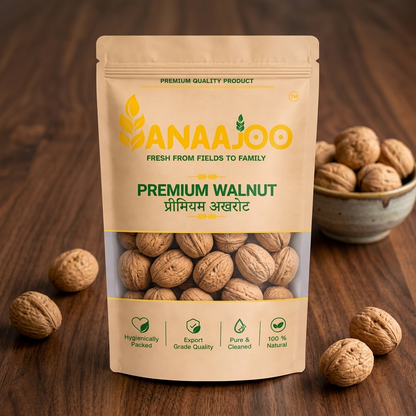 Anaajoo Premium Walnut (प्रीमियम अखरोट) | Akhrot Kernels, Chemical-Free, Sortex Cleaned, Omega-Rich