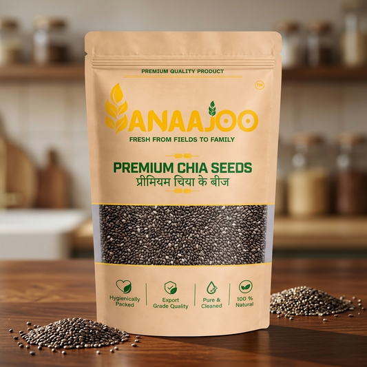 Anaajoo Premium Chia Seeds (प्रीमियम चिया के बीज) | Omega-3 Superfood, High Fiber, Chemical-Free