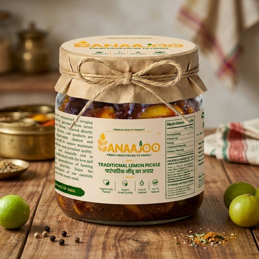 Anaajoo Traditional Lemon Pickle (पारंपारिक नींबू का अचार) | Handmade, Chemical-Free, Authentic Homemade Taste